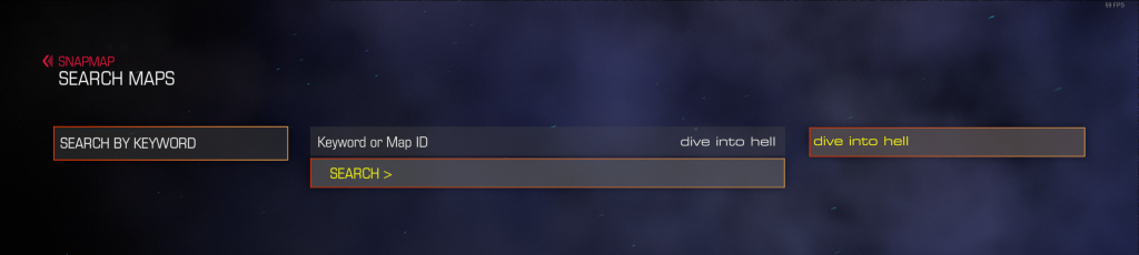 The SnapMap search screen with the keyword entered