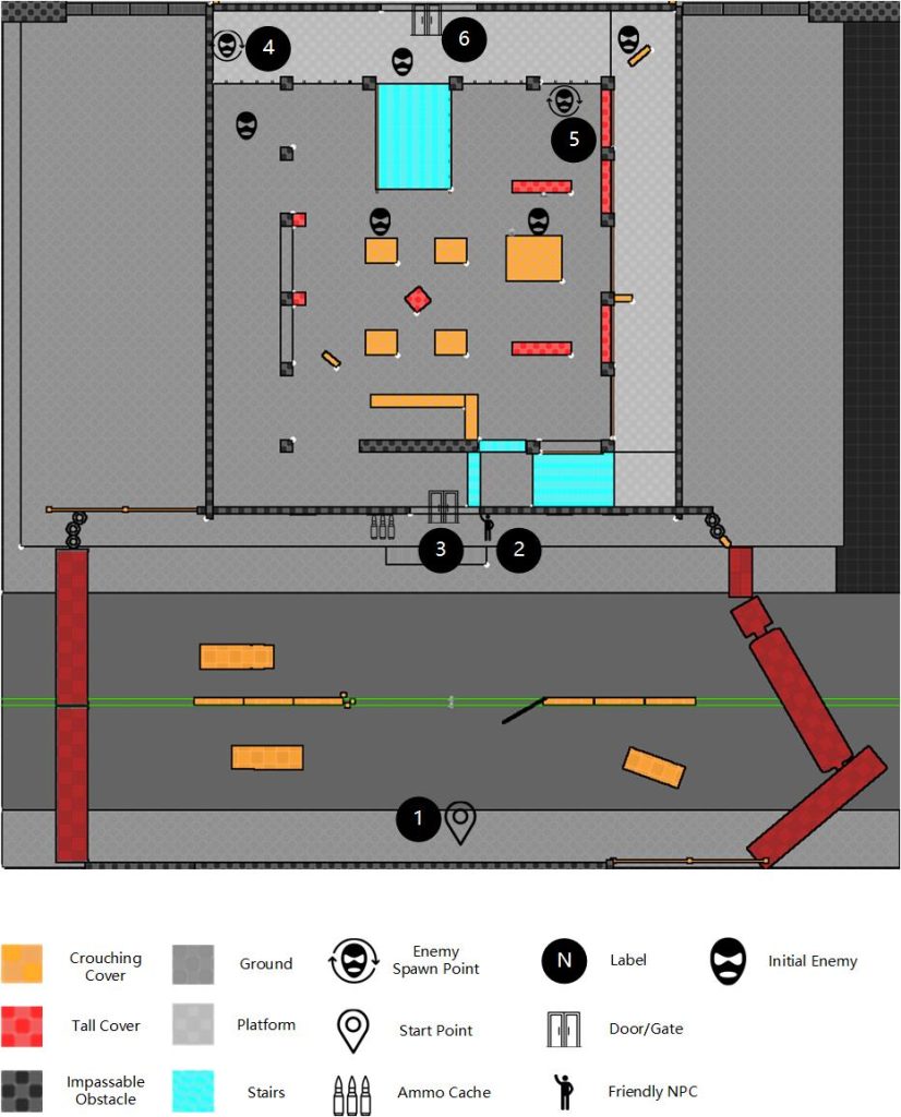 Beat 2: 2D top-down map with legend