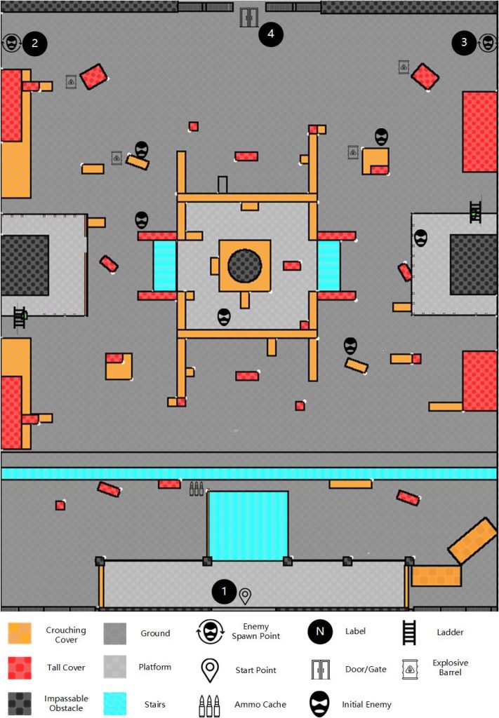 Beat 3: 2D top-down map with legend